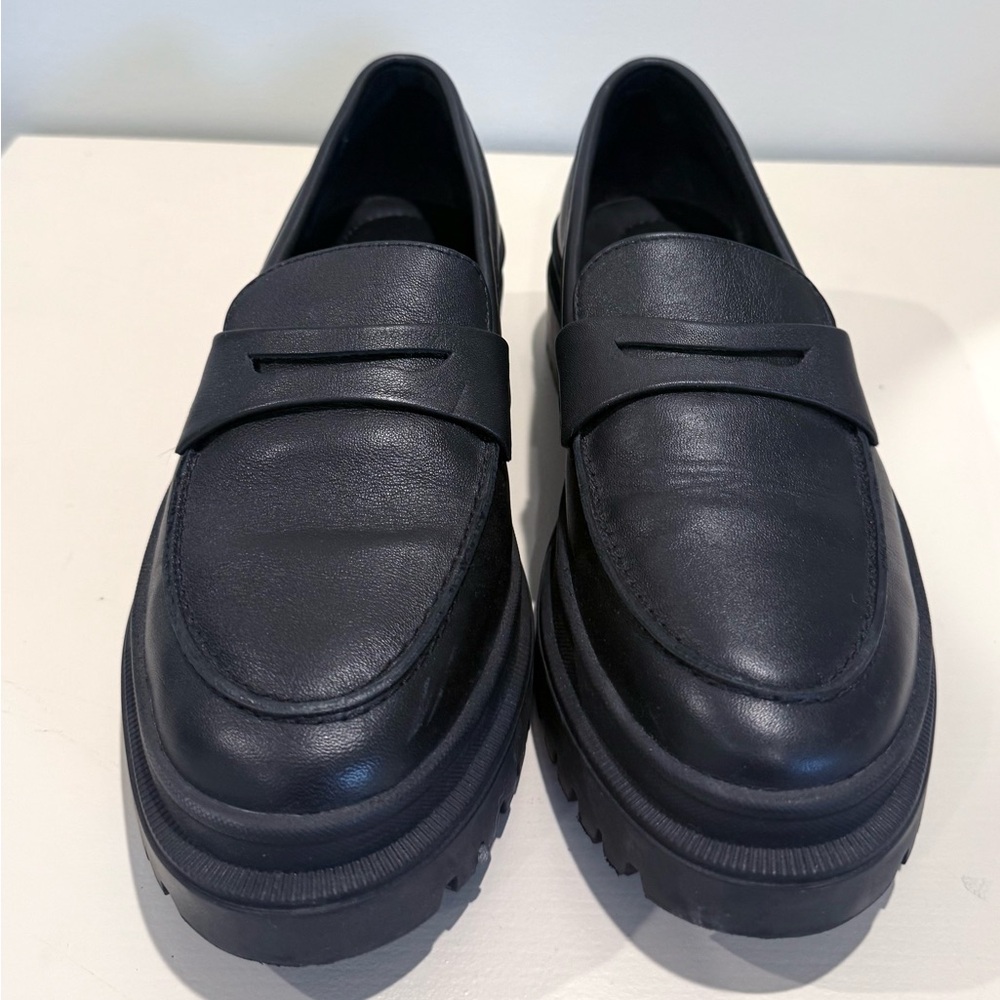 Patina Zoe Chunky Loafers in Shadow Black from Portland Leather, W10.5